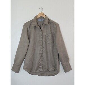 Claridge + King Suede Button Up Shirt Womens Size Medium Taupe Micro Fleece